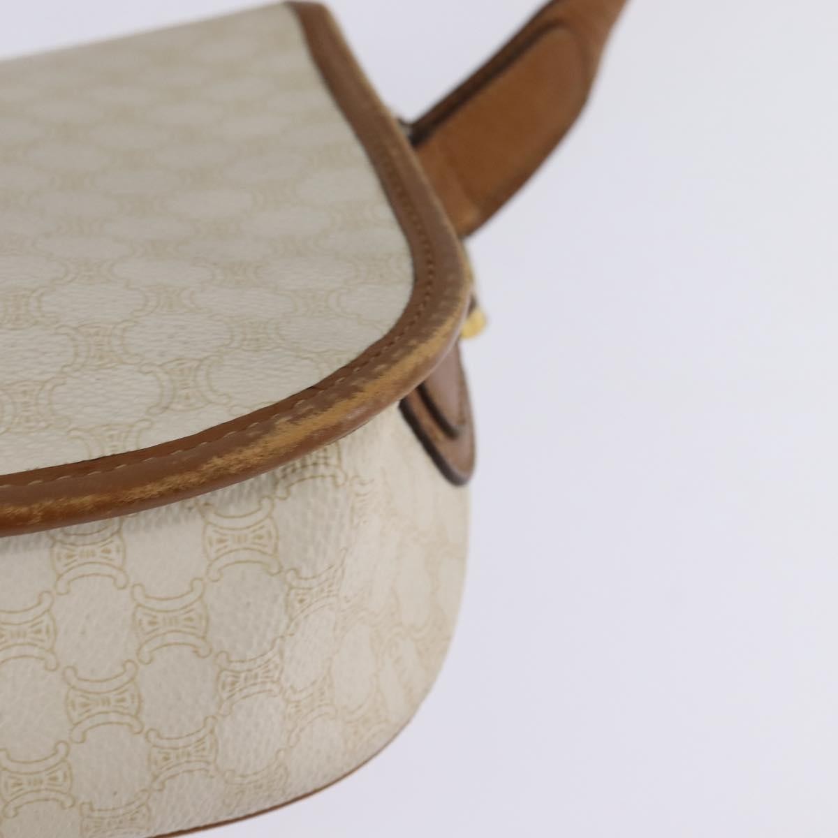 Celine Vintage Macadam Shoulder Bag Canvas and Leather, ECRU, CANVAS, Shoulder bag