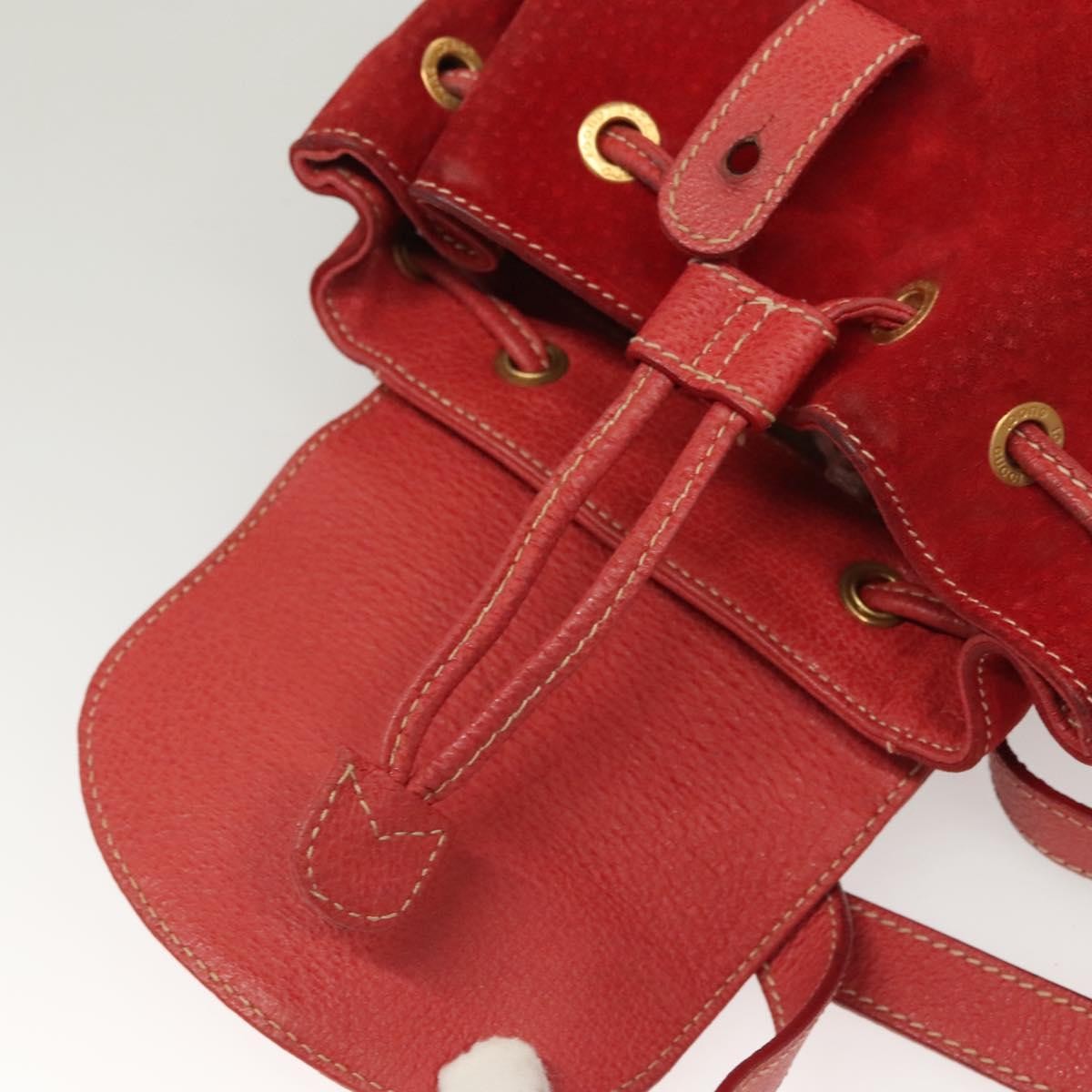 Gucci Vintage Bamboo Backpack Suede, RED, SUEDE, Backpack