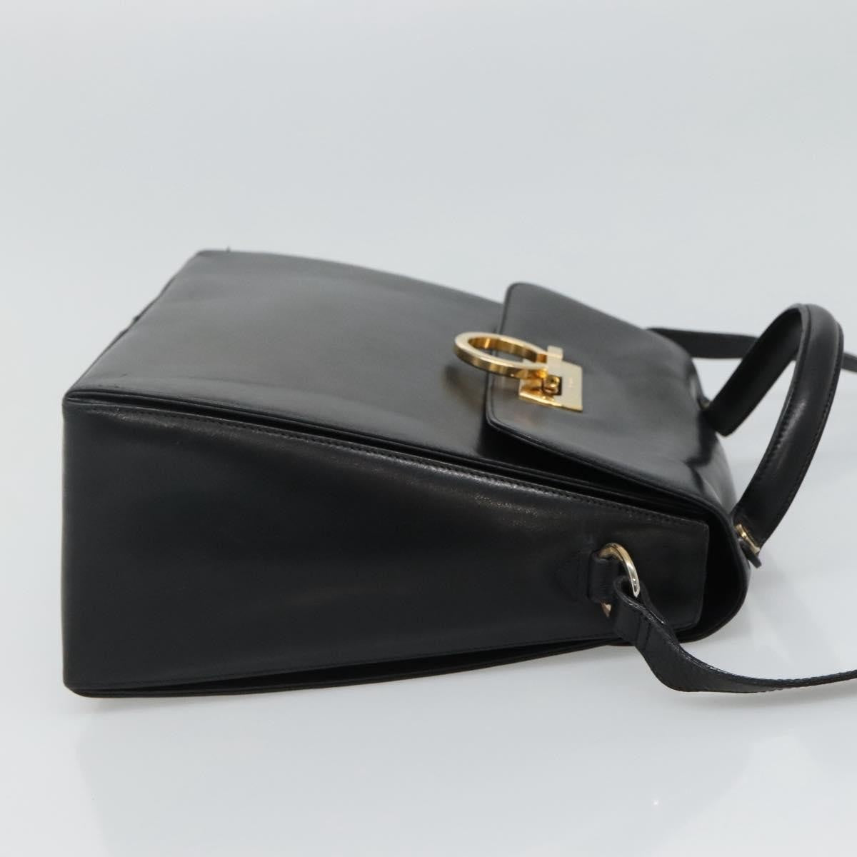 Salvatore Ferragamo Gancini Convertible Top Handle Bag Leather, BLACK, LEATHER, Handbag