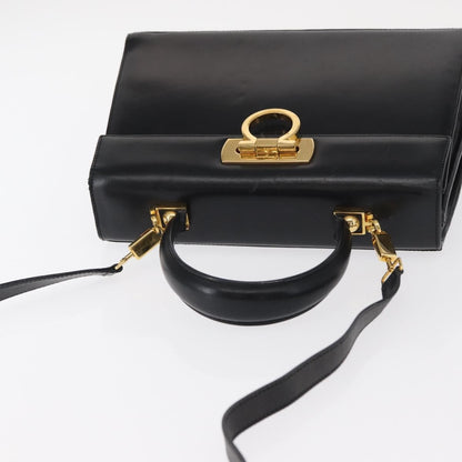 Salvatore Ferragamo Convertible Top Handle Bag Leather, BLACK, LEATHER, Handbag