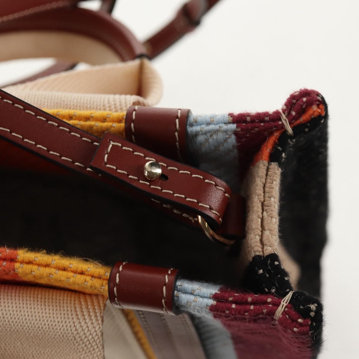 Chloe Woody Tote Canvas with Leather, MULTICOLOUR, CANVAS, Tote bag