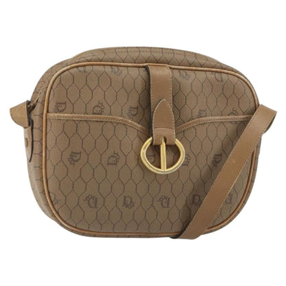 Christian Dior Vintage Honeycomb Shoulder Bag Canvas and Leather, BEIGE, CANVAS, Shoulder bag