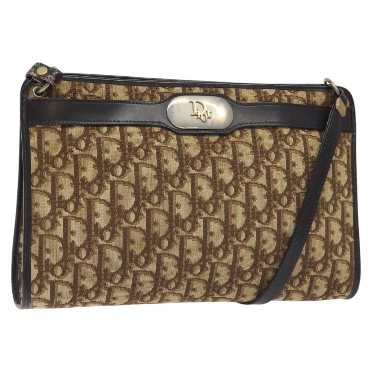 Christian Dior Vintage Trotter Shoulder Bag Canvas, BROWN, CANVAS, Shoulder bag