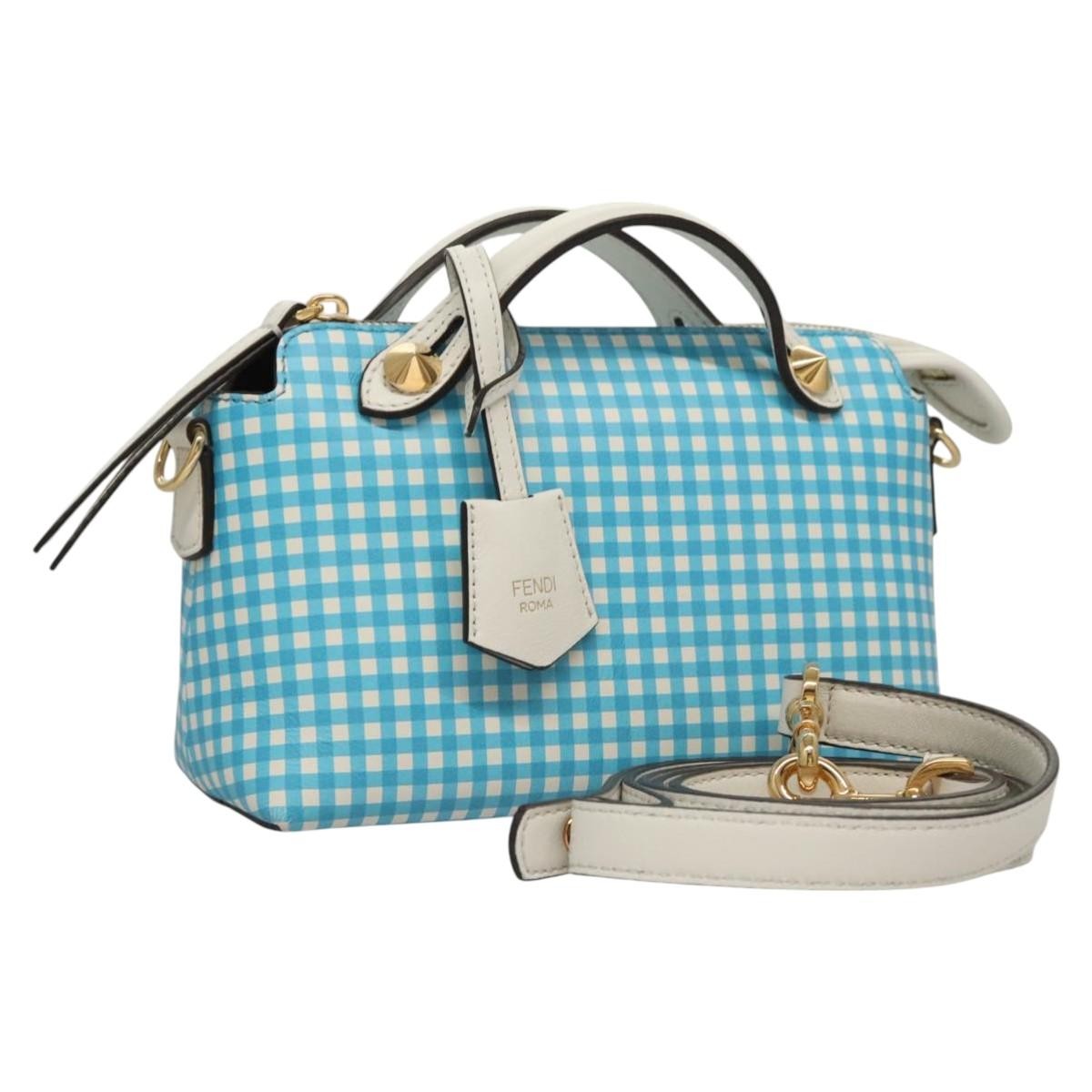 Fendi By The Way Satchel Printed Leather, BLUE, LEATHER, Handbag
