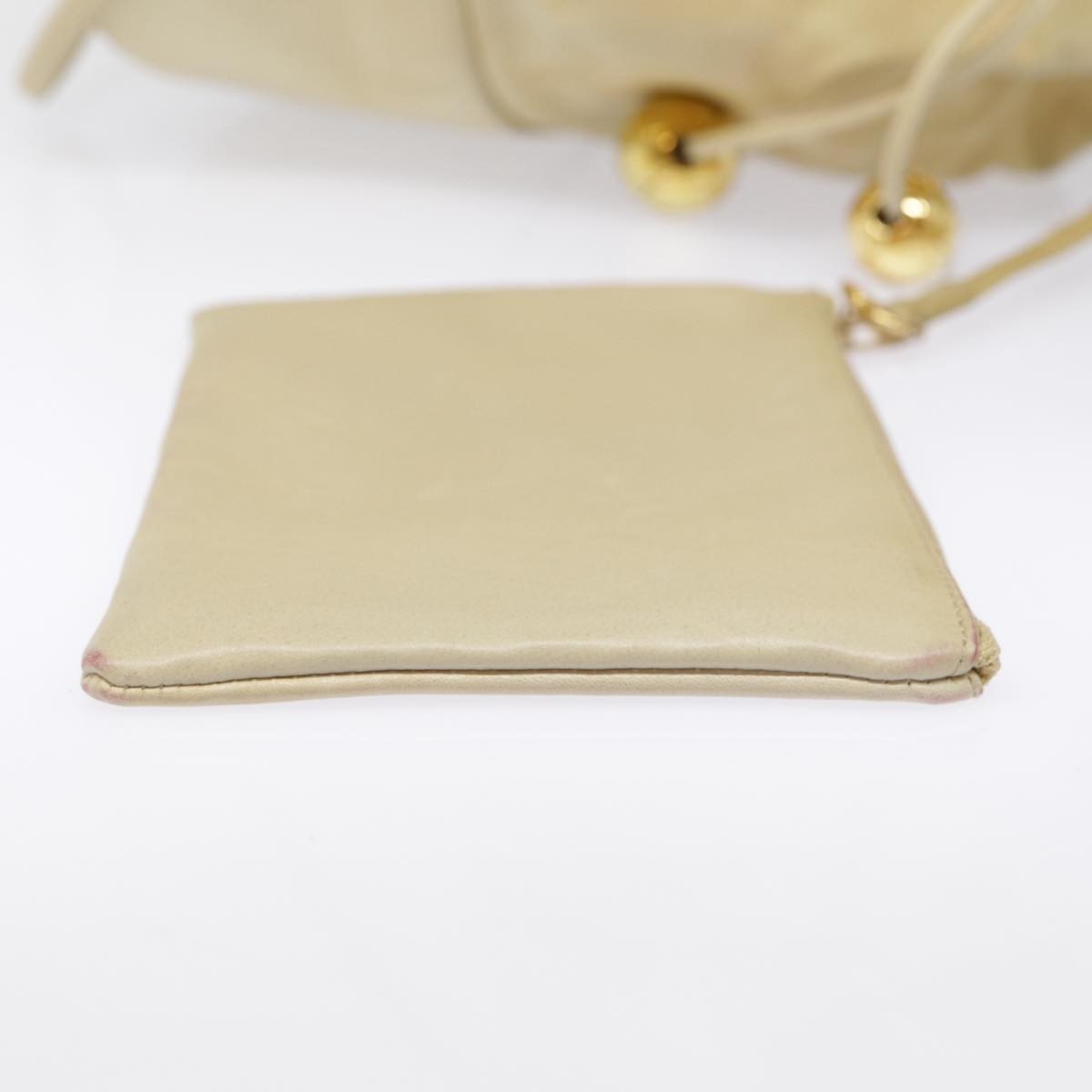 Chanel Vintage CC Drawstring Bucket Bag Lambskin, BEIGE, LEATHER, Shoulder bag