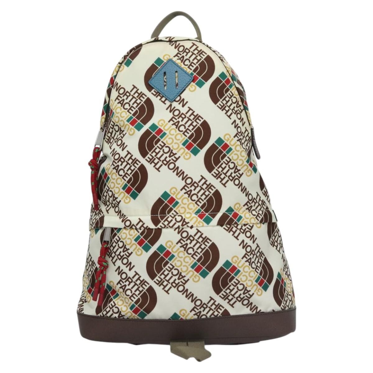 Gucci Gucci x The North Face Zip Backpack Printed Nylon, ECRU, NYLON, Backpack