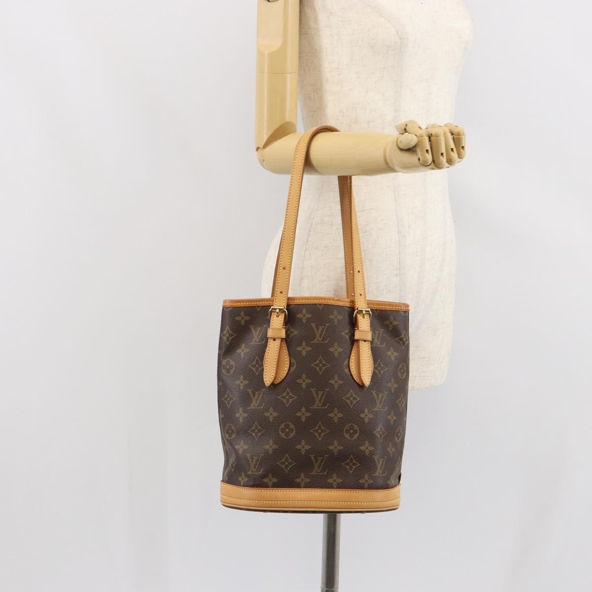 Louis Vuitton Petit Bucket Bag Monogram Canvas, BROWN, CANVAS, Tote bag