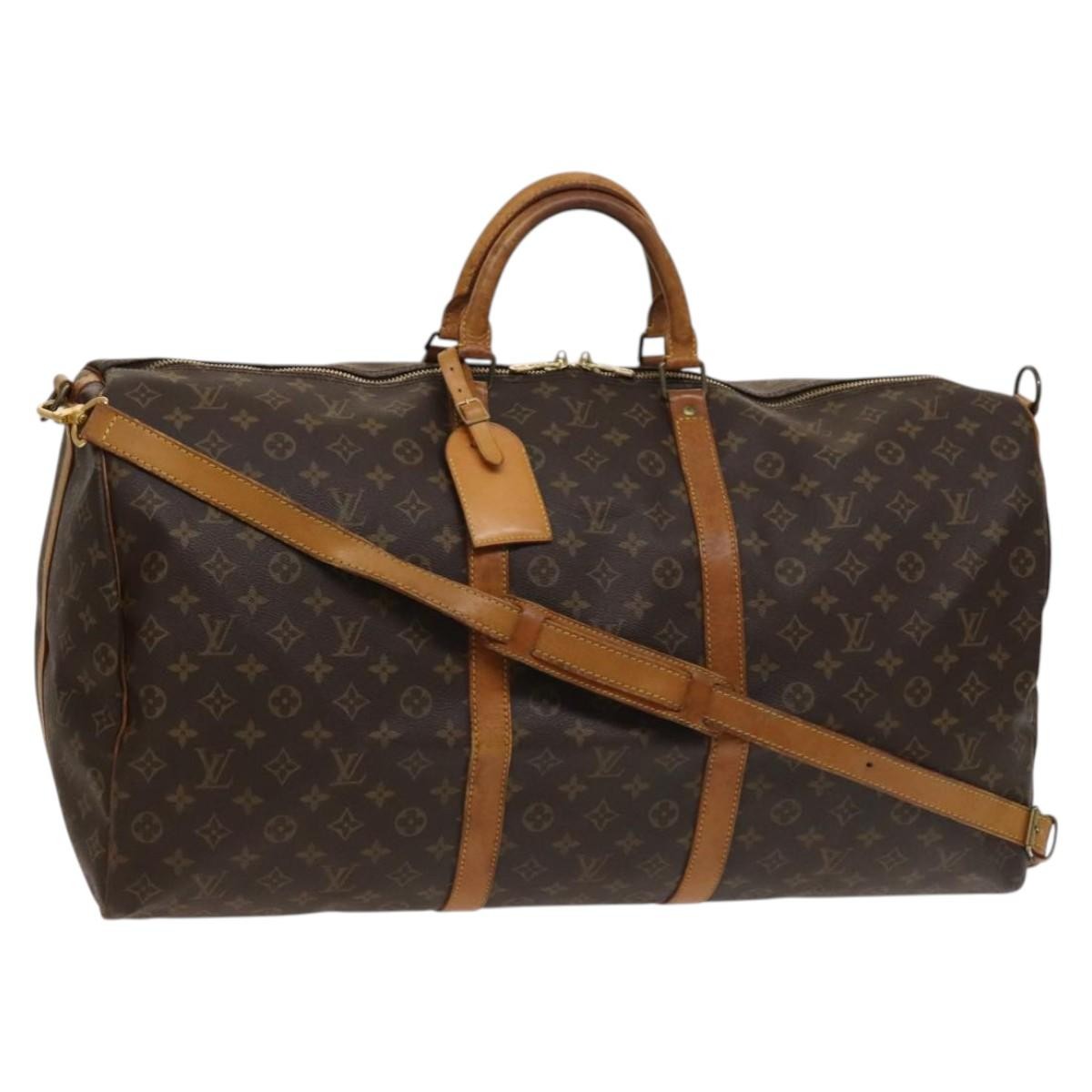 Louis Vuitton Keepall Bandouliere Bag Monogram Canvas, BROWN, CANVAS, Travel bag