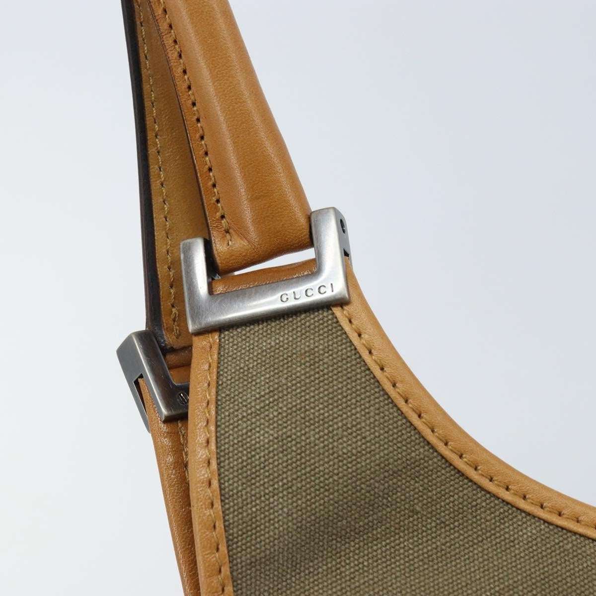 Gucci Vintage Jackie Handbag Canvas, Beige, Canvas, Handbag