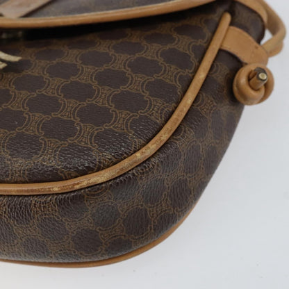 Celine Vintage Macadam Shoulder Bag Canvas and Leather, BROWN, CANVAS, Shoulder bag