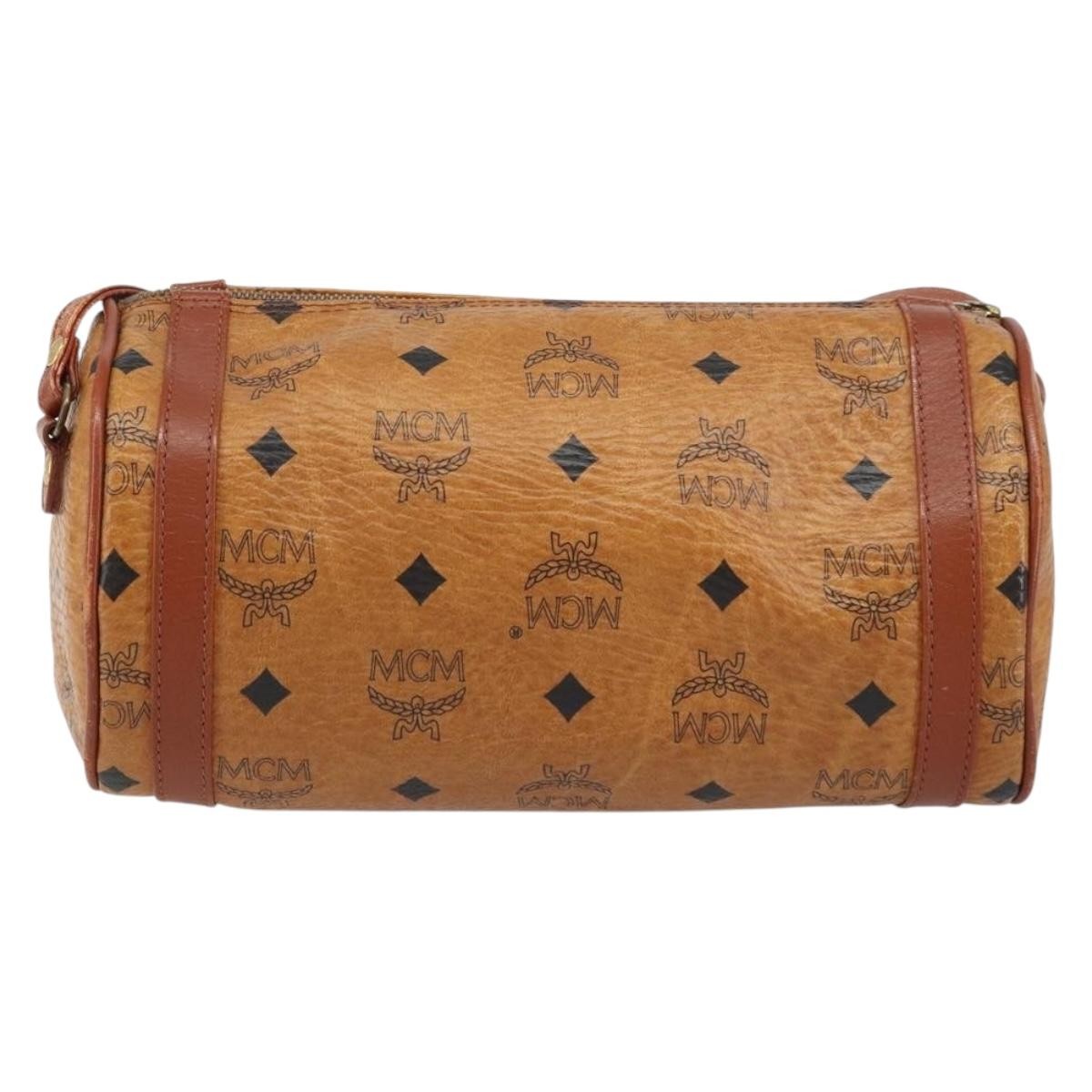 MCM Visetos Shoulder bag Canvas and Leather, BROWN, CANVAS, Shoulder bag