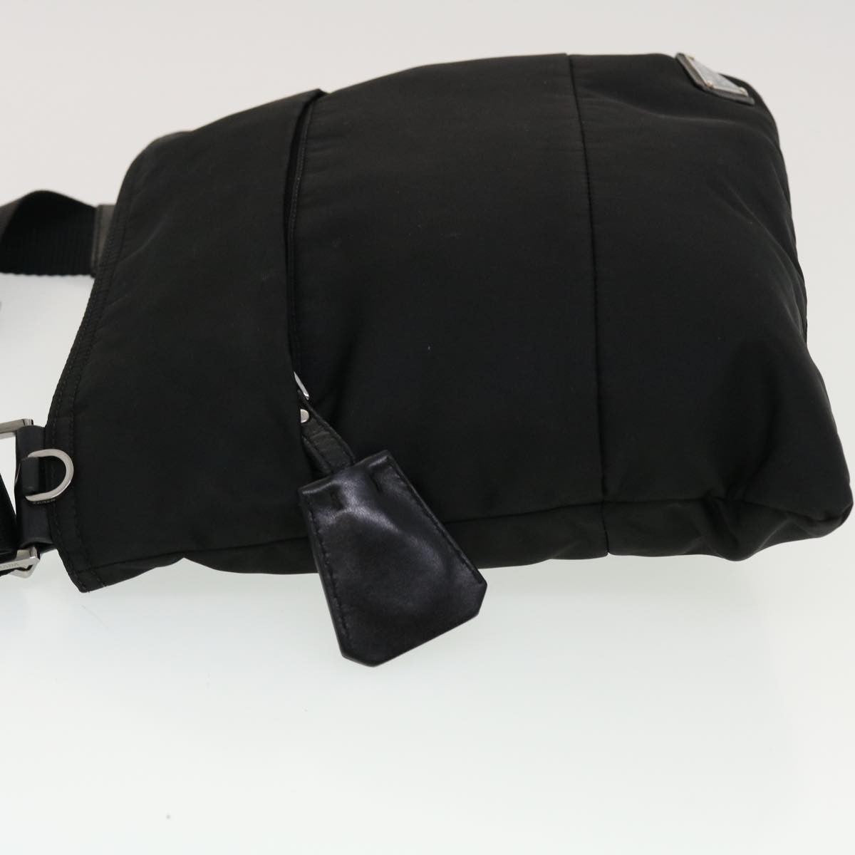 Prada Zip Messenger Bag Horizontal Quilt Tessuto, BLACK, NYLON, Shoulder bag