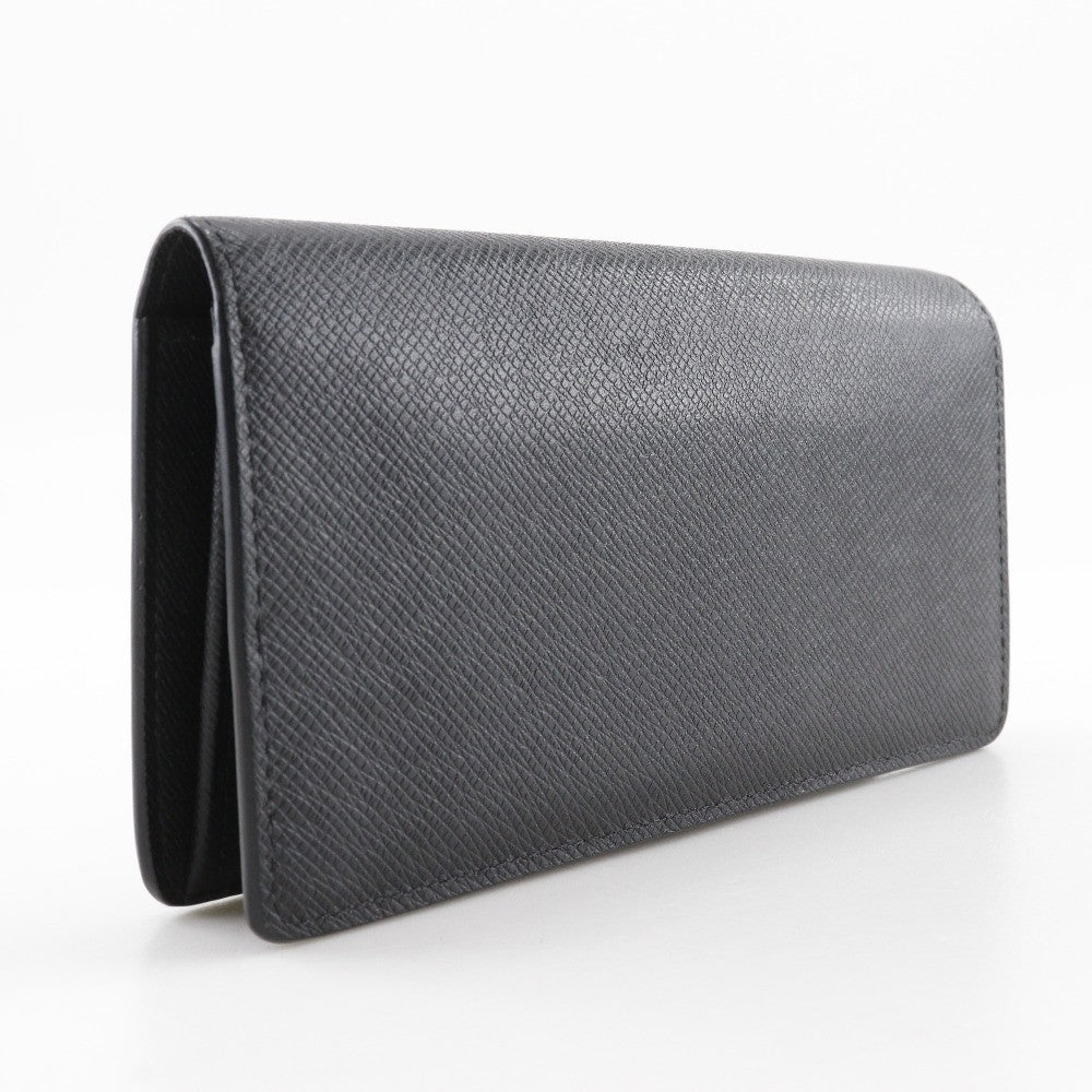 Louis Vuitton Brazza Long Bifold wallet Taiga Leather, BLACK, LEATHER, Wallets