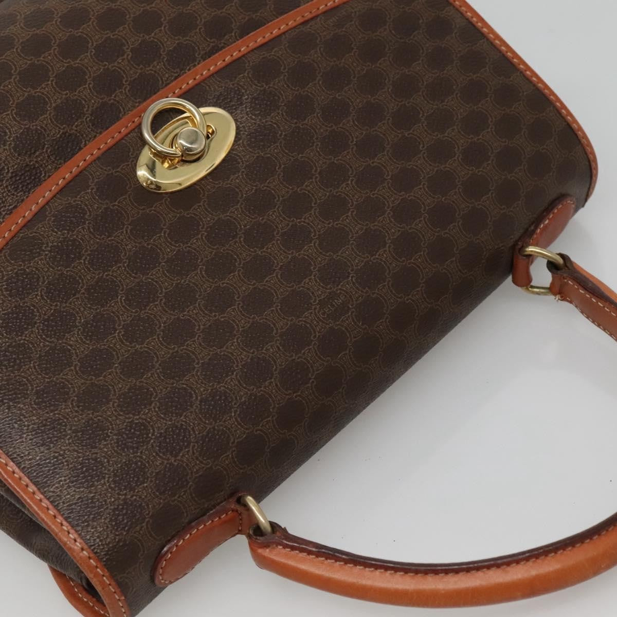 Celine Macadam Handbag Macadam with leather, BROWN, CANVAS, Handbag