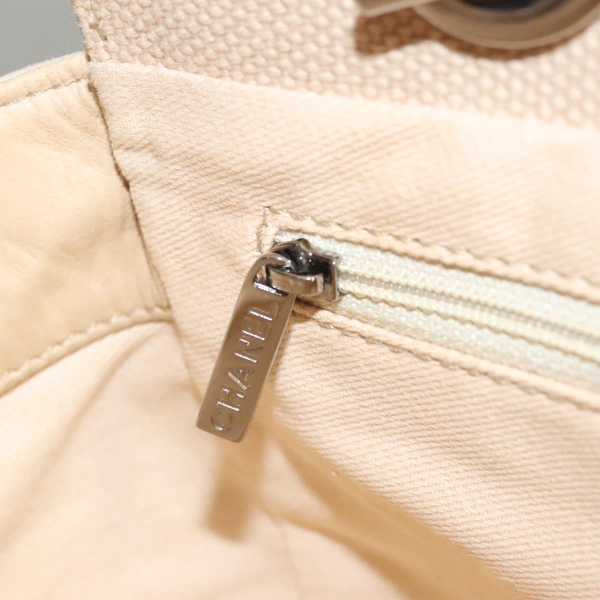 Chanel Vintage Chocolate Bar Tote Quilted Canvas, Beige, Canvas, Handbag