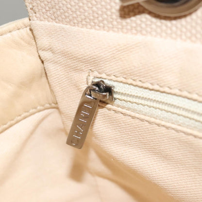 Chanel Vintage Chocolate Bar Tote Quilted Canvas, Beige, Canvas, Handbag