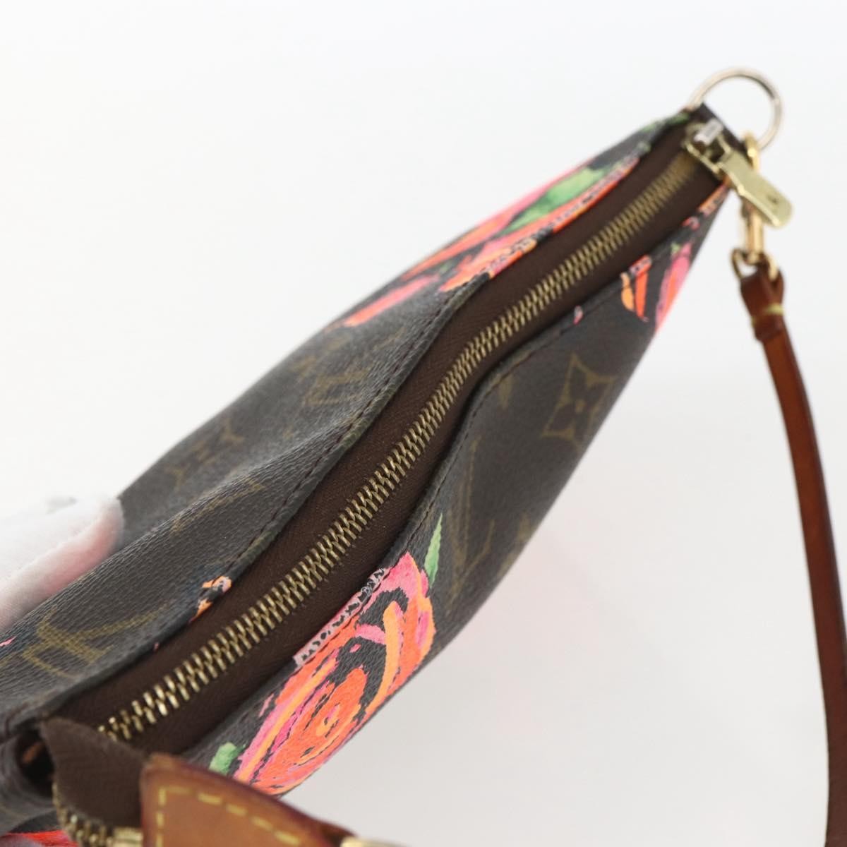Louis Vuitton Pochette Accessoires Limited Edition Monogram Roses, BROWN, CANVAS, Clutche & pouche