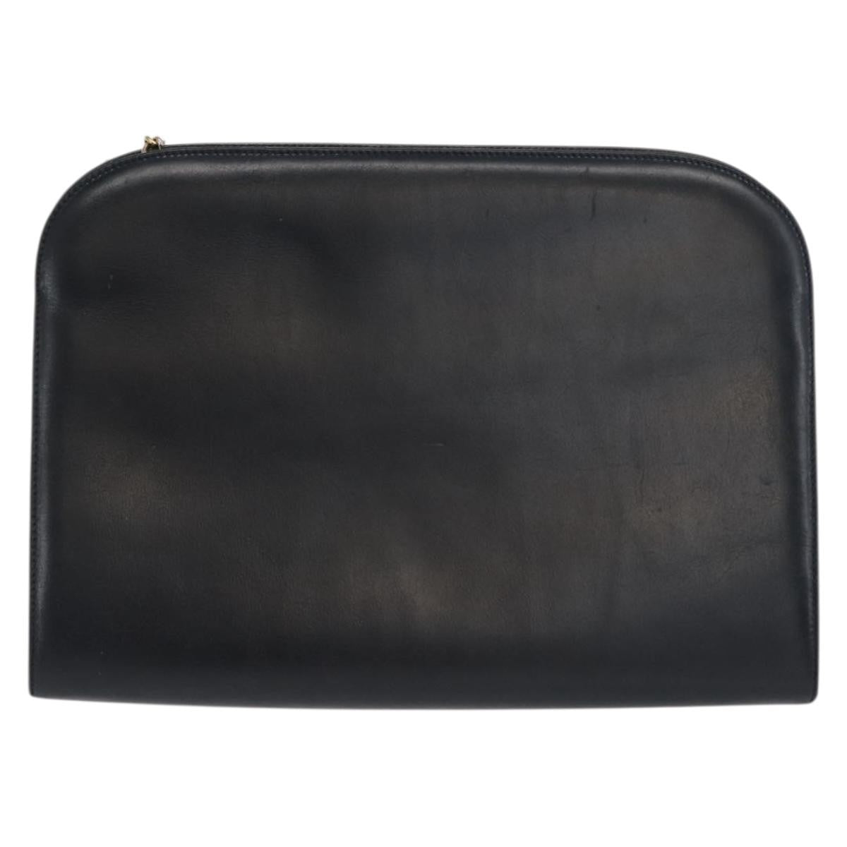 Salvatore Ferragamo Vintage Gancini Chain Shoulder Bag Leather, NAVY, LEATHER, Shoulder bag