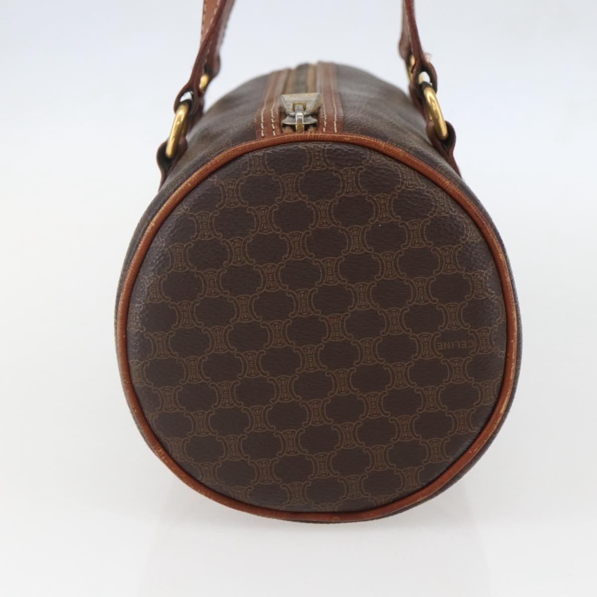 Celine Vintage Macadam Handbag Canvas and Leather, BROWN, CANVAS, Handbag