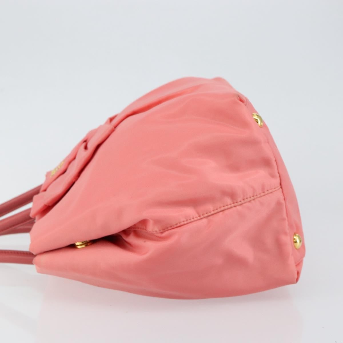 Prada Logo Bow Tote Tessuto with Leather, PINK, NYLON, Tote bag