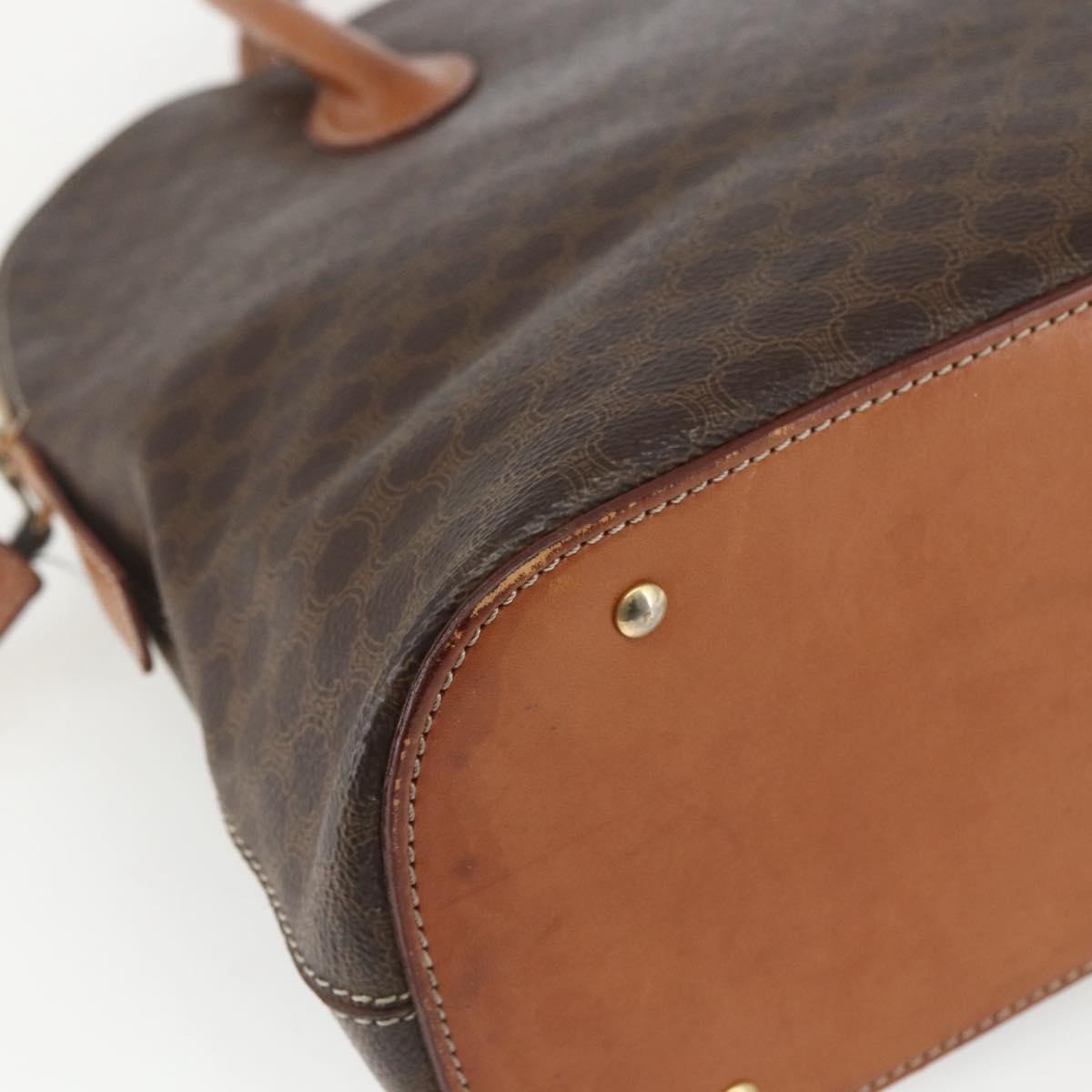 Celine Vintage Macadam Handbag Canvas and Leather, BROWN, CANVAS, Handbag