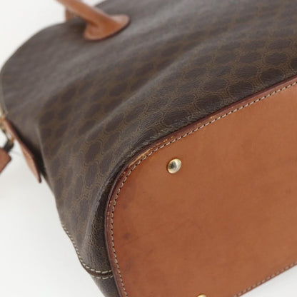 Celine Vintage Macadam Handbag Canvas and Leather, BROWN, CANVAS, Handbag