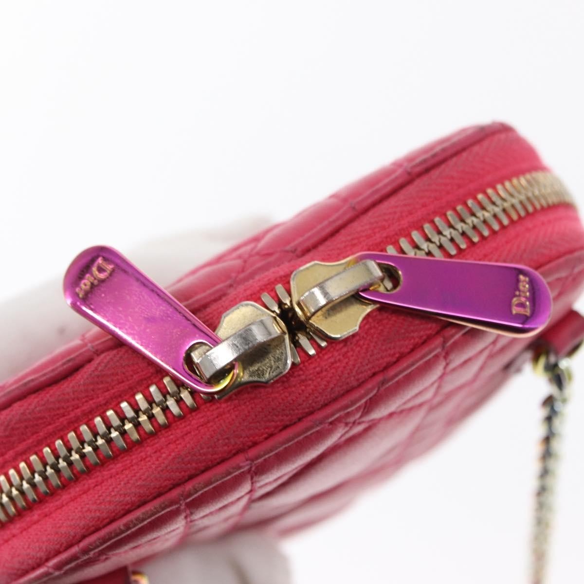 Christian Dior Lady Dior Phone Holder on Chain Cannage Quilt Lambskin, PINK, LEATHER, Clutche & pouche