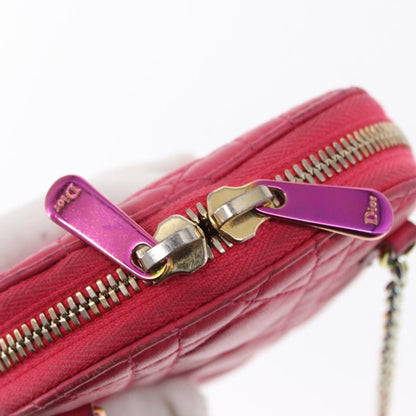 Christian Dior Lady Dior Phone Holder on Chain Cannage Quilt Lambskin, PINK, LEATHER, Clutche & pouche