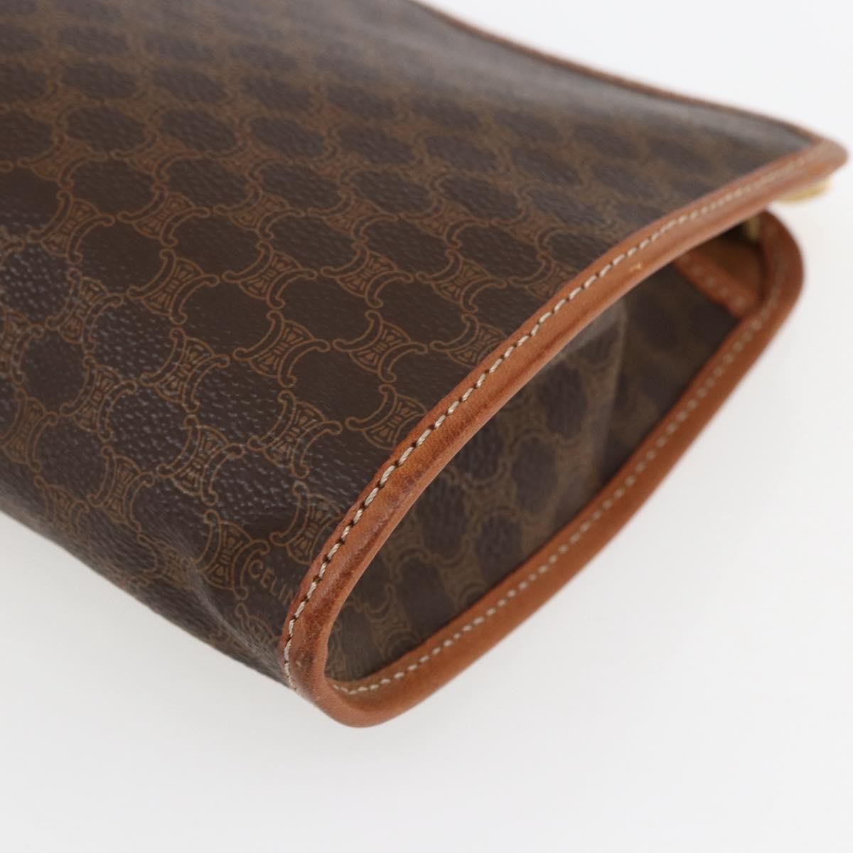 Celine Macadam Pochette Canvas and Leather, BROWN, CANVAS, Clutche & pouche