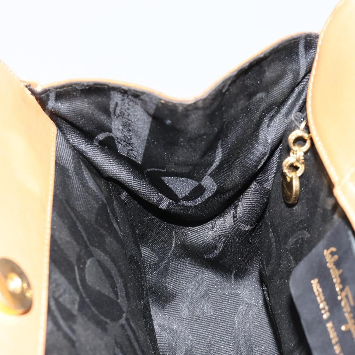 Salvatore Ferragamo Gancini handbag Leather, BEIGE, LEATHER, Handbag