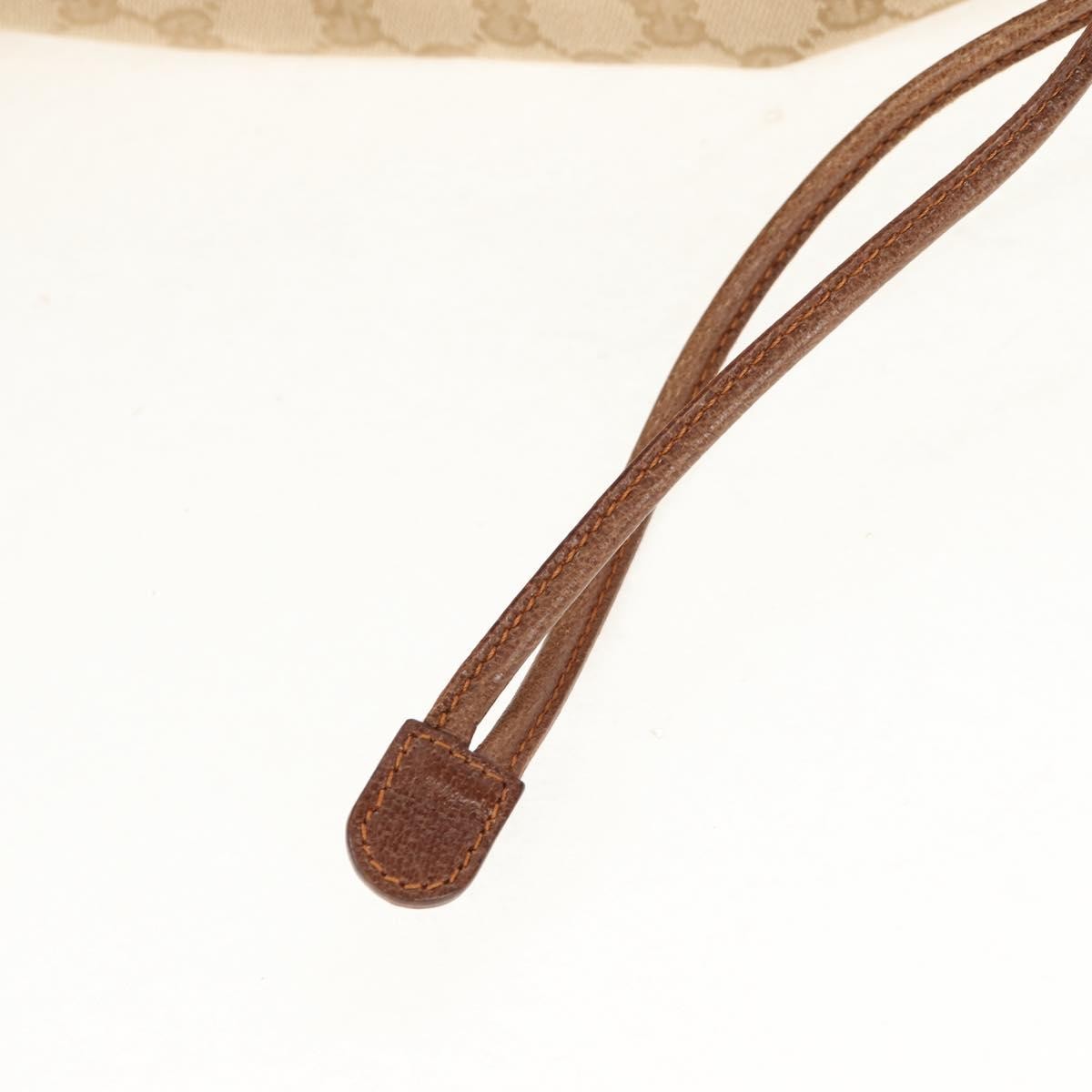 Gucci Drawstring Shoulder Bag GG Canvas with Leather, BEIGE, CANVAS, Shoulder bag