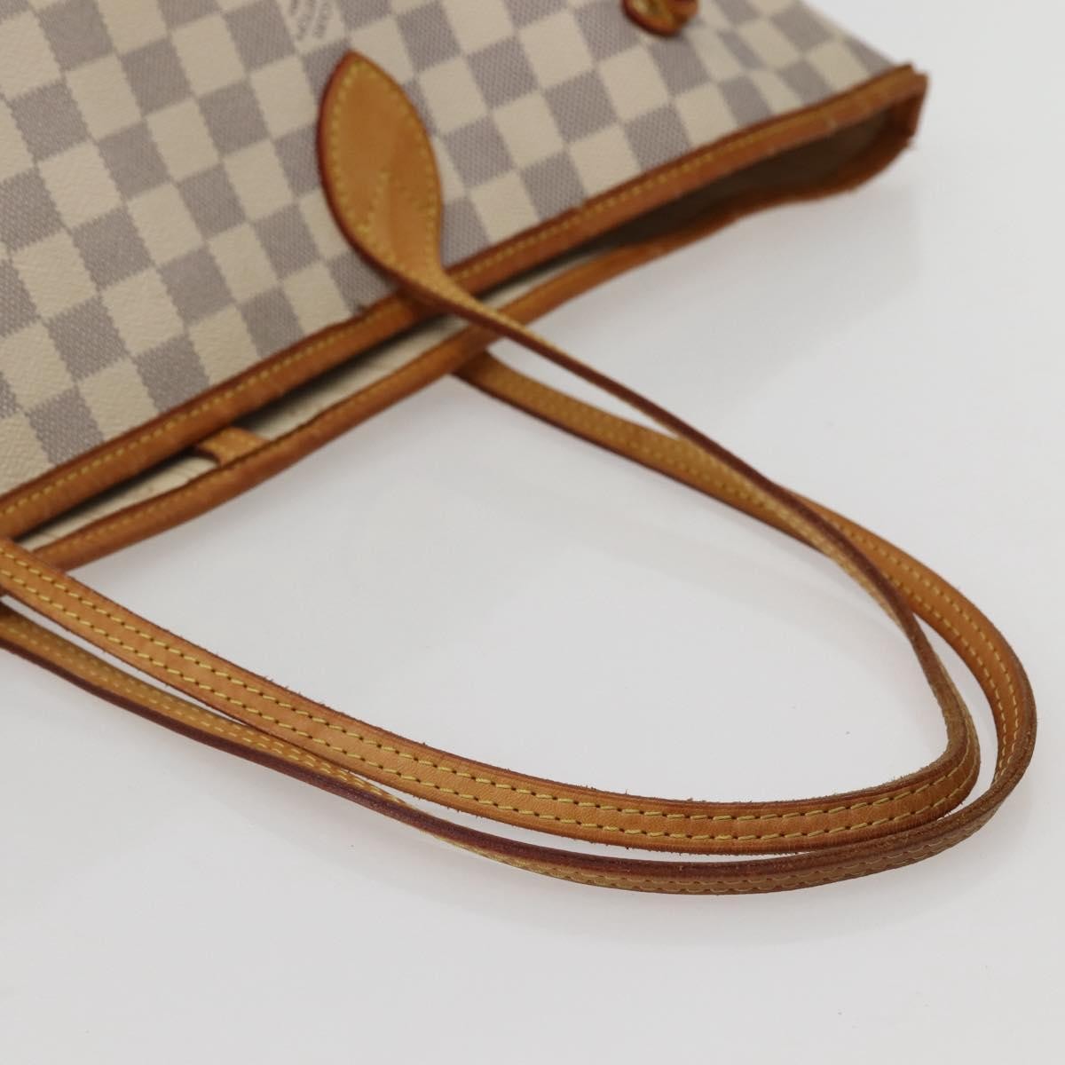 Louis Vuitton Neverfull Tote Damier azur, WHITE, CANVAS, Tote bag