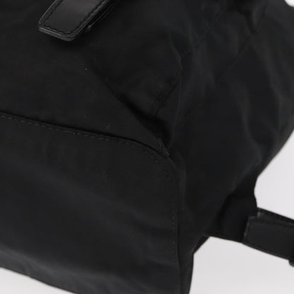 Prada Vela Double Front Pocket Backpack Tessuto with Saffiano Leather, BLACK, NYLON, Backpack