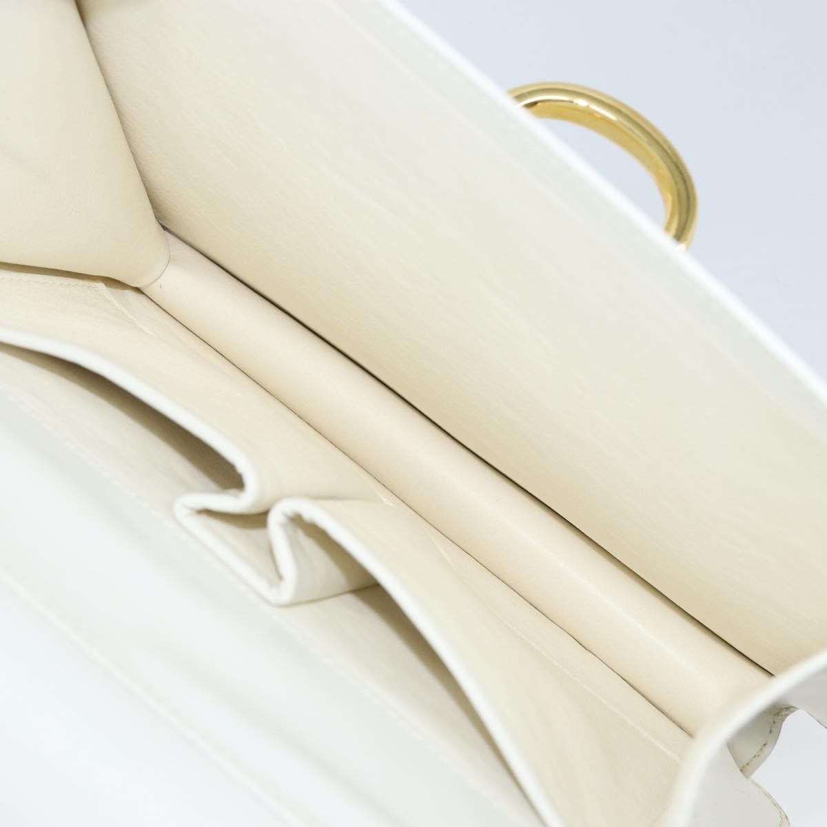 Celine Gancini Handbag Leather, WHITE, LEATHER, Handbag