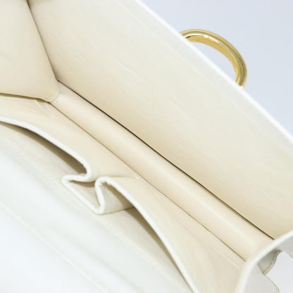 Celine Gancini Handbag Leather, WHITE, LEATHER, Handbag