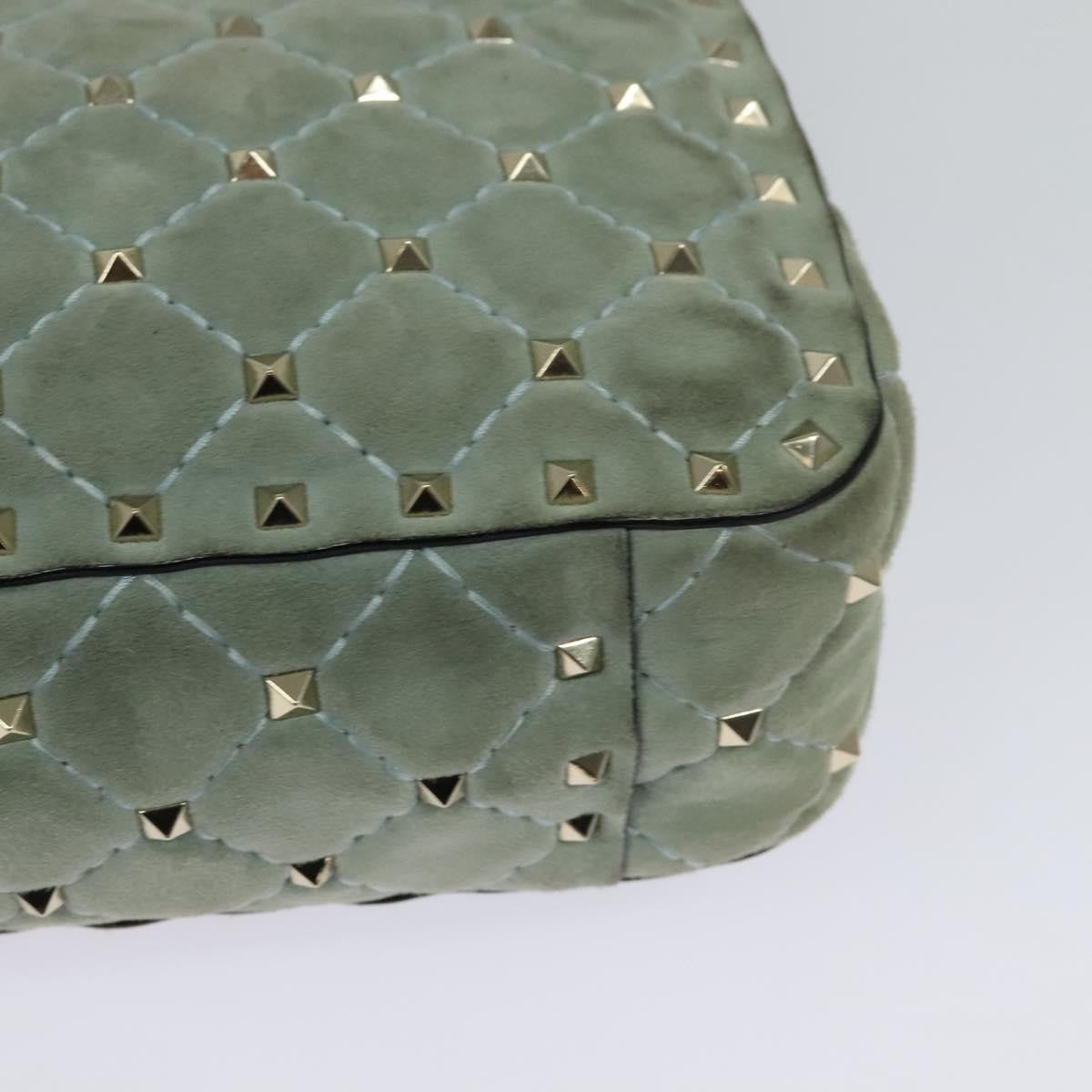 Valentino Garavani Rockstud Spike Flap Bag Quilted Suede, BLUE, SUEDE, Shoulder bag