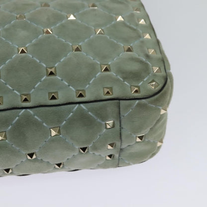 Valentino Garavani Rockstud Spike Flap Bag Quilted Suede, BLUE, SUEDE, Shoulder bag