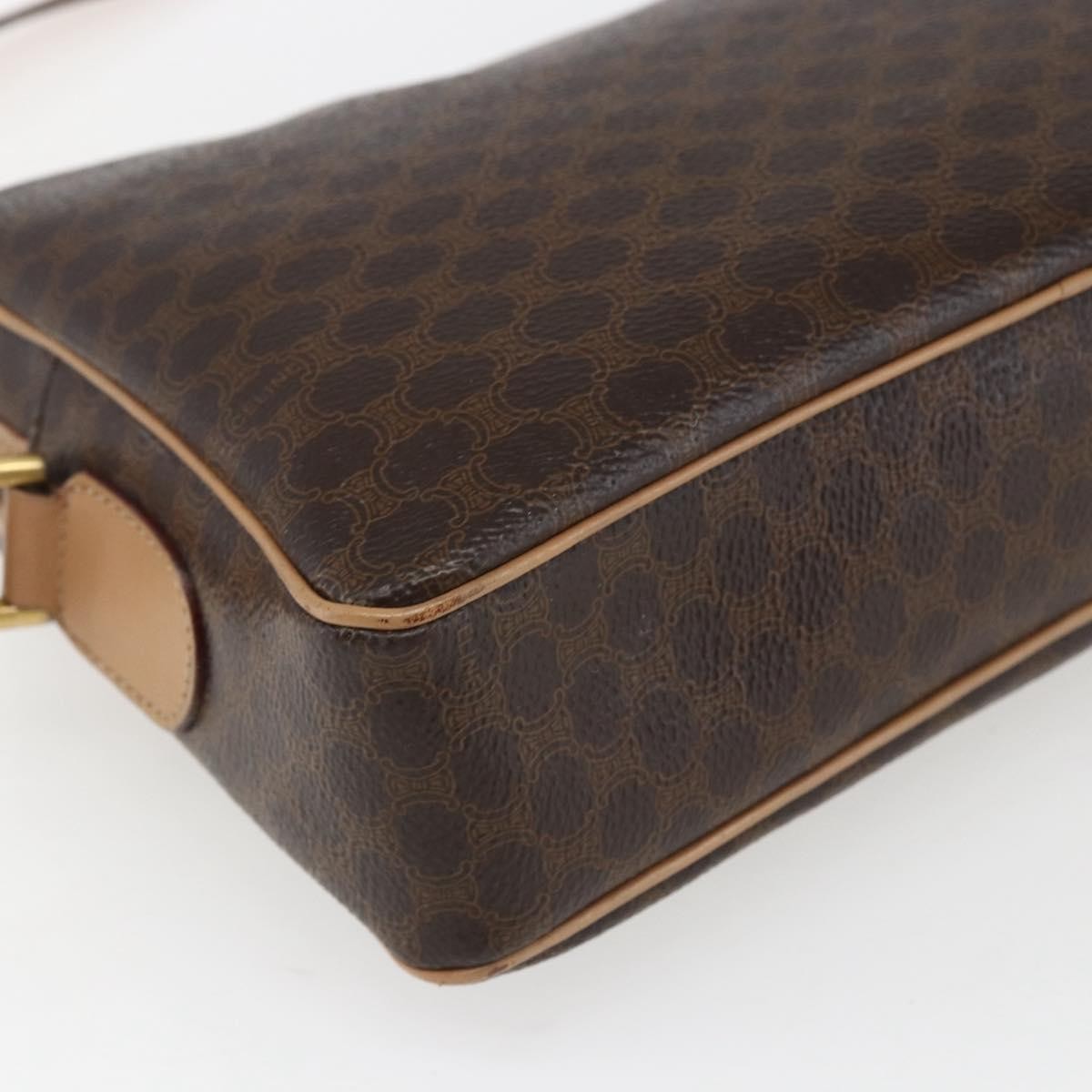 Celine Vintage Macadam Shoulder Bag Canvas and Leather, BROWN, CANVAS, Shoulder bag
