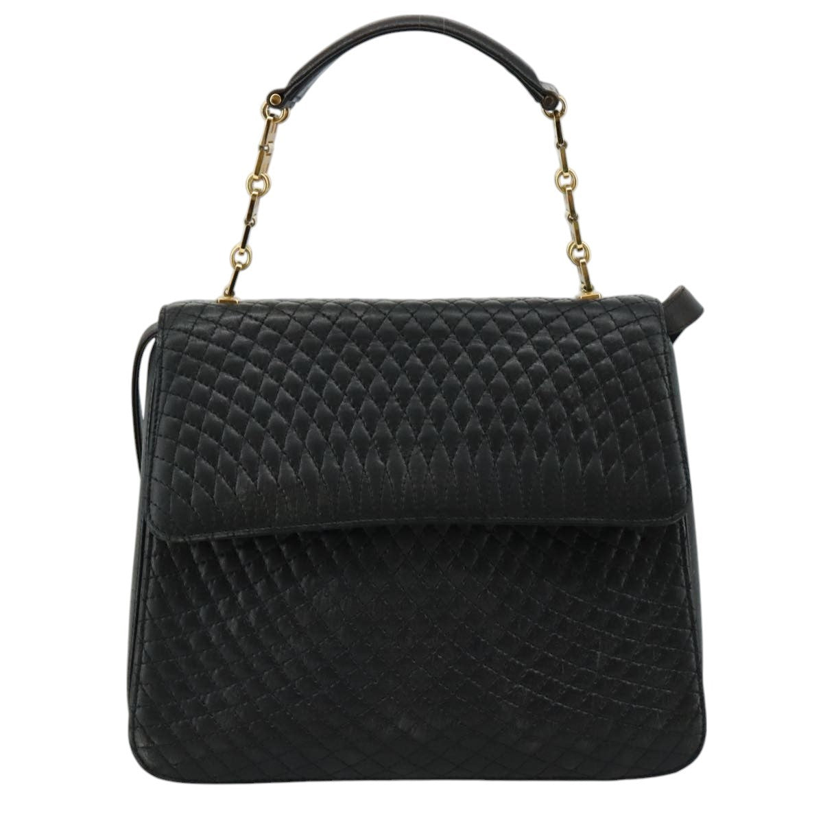Bally Vintage Flap Handbag Quilted Leather, BLACK, LEATHER, Handbag
