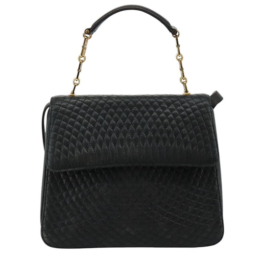 Bally Vintage Flap Handbag Quilted Leather, BLACK, LEATHER, Handbag