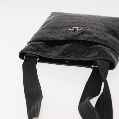 Salvatore Ferragamo Gancini Shoulder Bag Patent Leather, BLACK, PATENT_LEATHER, Shoulder bag