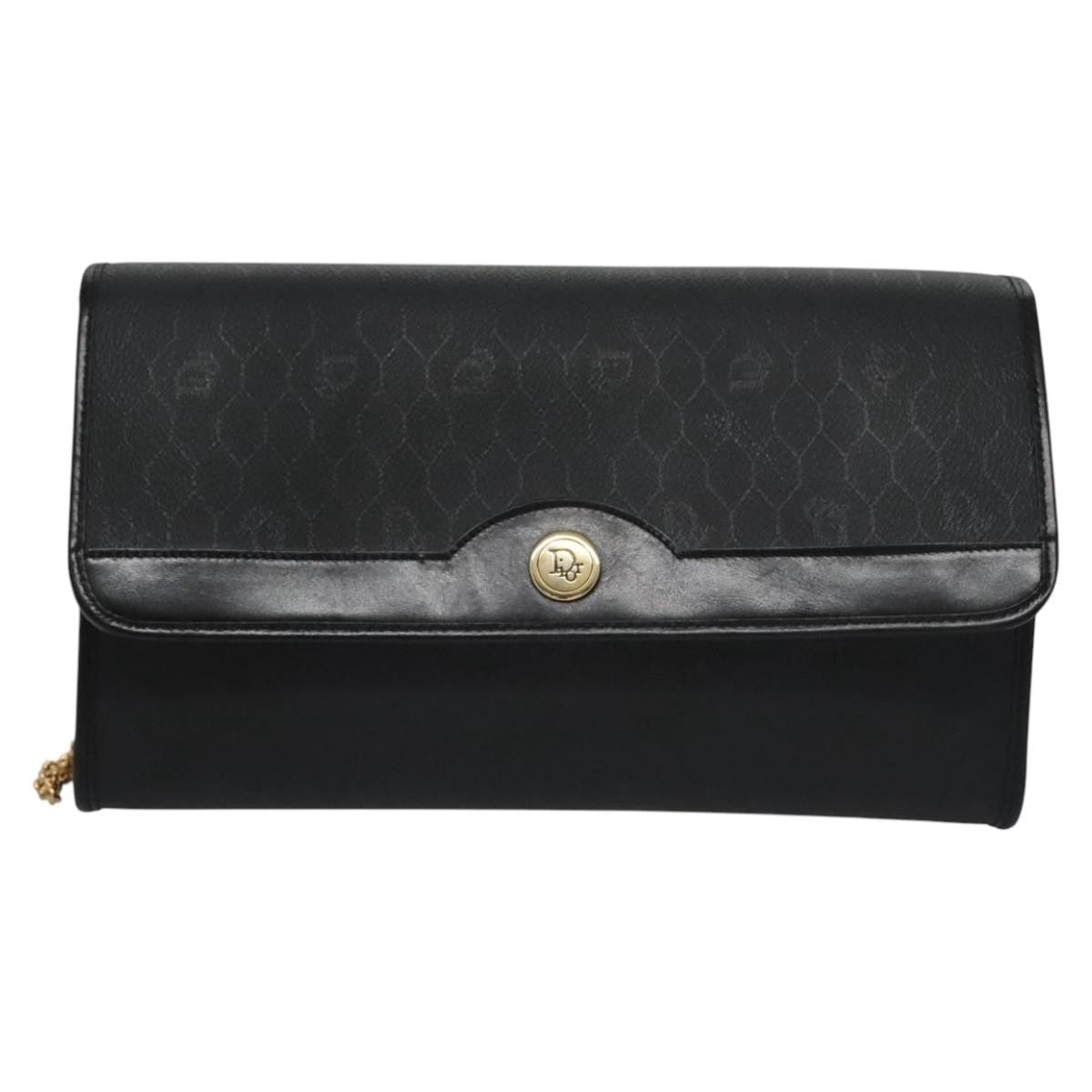 Christian Dior Vintage Honeycomb chain Canvas, BLACK, CANVAS, Handbag