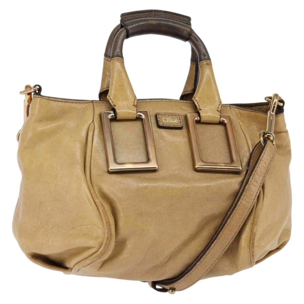 Chloe Ethel Handbag Leather, BEIGE, LEATHER, Handbag