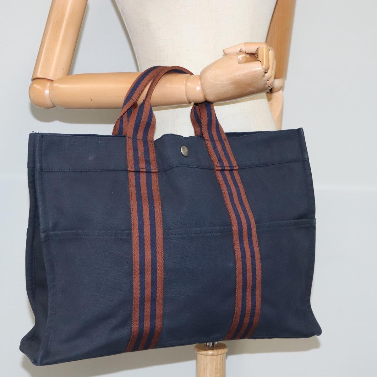 Hermes Fourre-tout Herline Fourre-tout Herline, NAVY, CANVAS, Tote bag