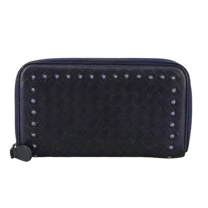 Bottega Veneta Intrecciato Long Zip  Wallet Leather, BLACK, LEATHER, Wallets