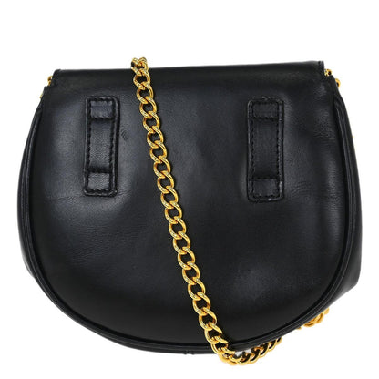 Salvatore Ferragamo Gancini Shoulder Bag Leather, BLACK, LEATHER, Shoulder bag