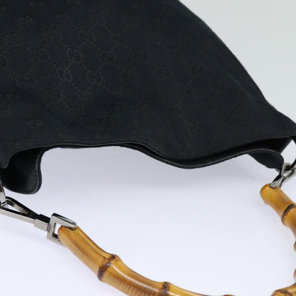 Gucci Bamboo Shoulder Bag GG Canvas, Black, Canvas, Shoulder Bag