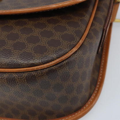 Celine Vintage Macadam Shoulder Bag Canvas and Leather, BROWN, CANVAS, Shoulder bag