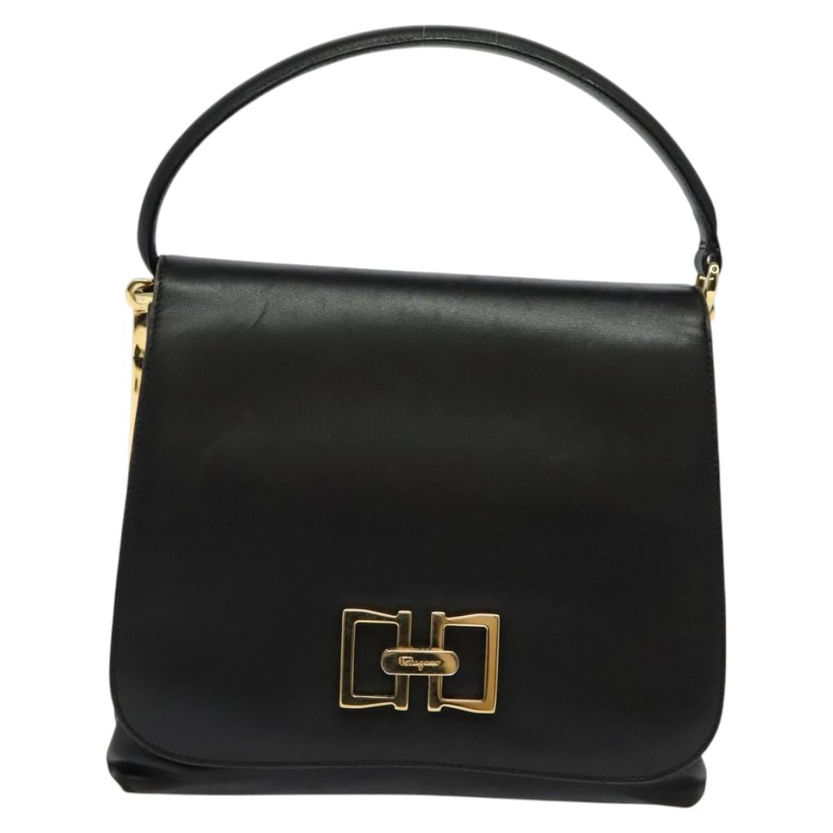 Salvatore Ferragamo Vintage Handbag Leather, BLACK, LEATHER, Handbag