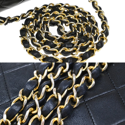 Chanel Vintage Square Classic Flap Bag Quilted Lambskin, BLACK, LEATHER, Shoulder bag